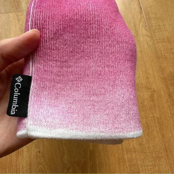Columbia Pink and White Ombré Beanie Winter Hat, One Size - Picture 11 of 15